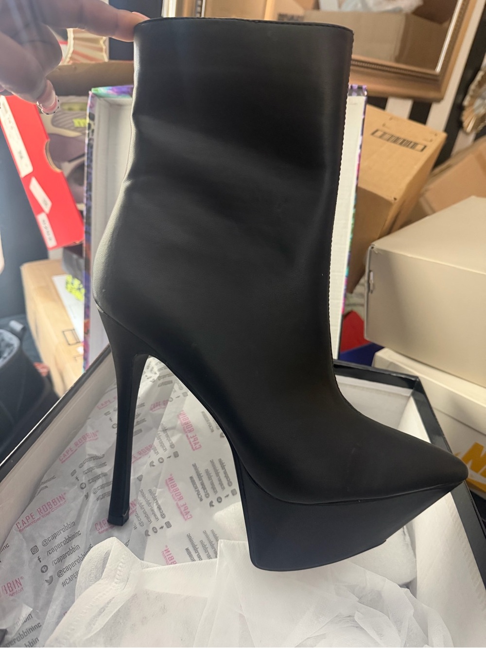 Cape Robbin Black High Stiletto Platform Ankle Boots
